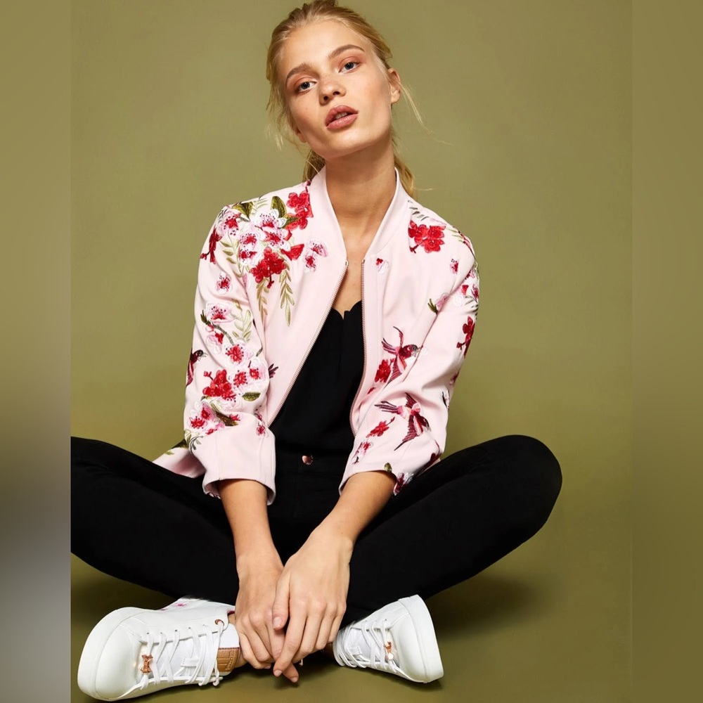 Ted Baker Leelah Soft Blossom Bomber Jacket - Baby Pink